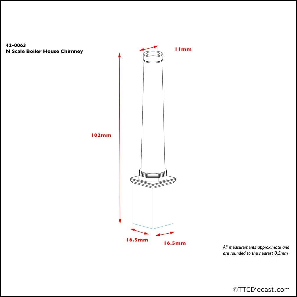 Scenecraft 42-0063 Round Bolier House Chimney - N Gauge