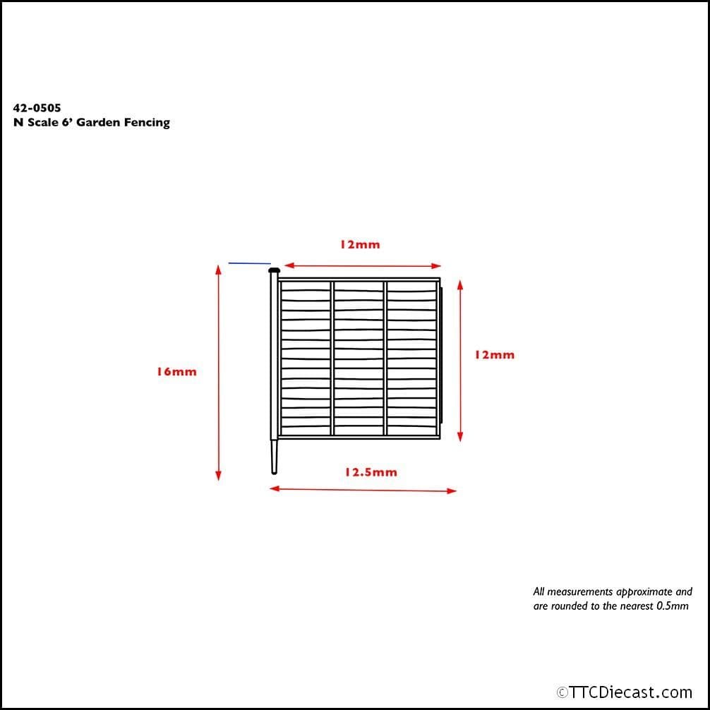 Scenecraft 42-0505 6' Garden Fencing (x10), N Gauge