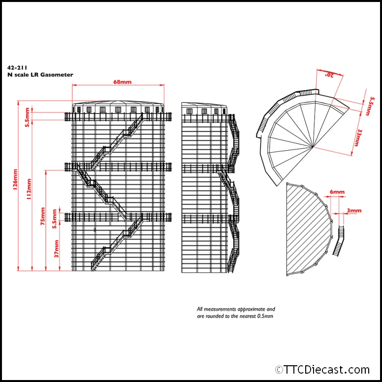 Scenecraft 42-211 Low Relief Gasometer, N Gauge