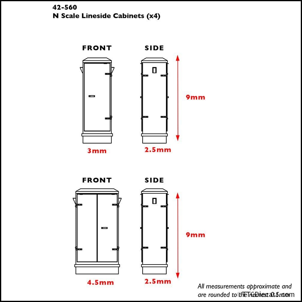 Farish 42-560 Lineside Cabinets (x4), N Gauge