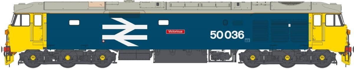 Heljan 4030 Class 50 036 'Victorious' BR Large Logo Blue Weathered, O Gauge