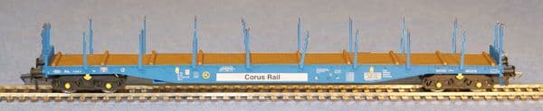 Heljan 5105 4647 xxx Cargowaggon IGA Bogie Flat Corus Rail Blue, OO Gauge
