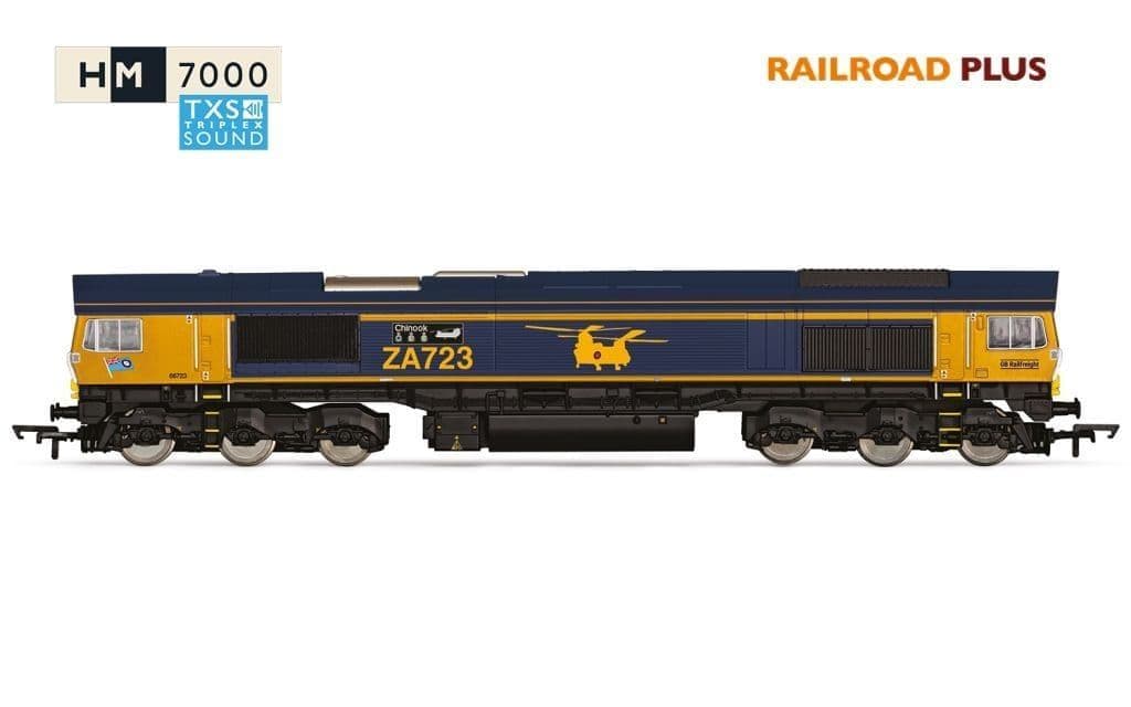 Hornby R30429TXS RailRoad Plus with Sound GBRf Class 66 Chinook 66723, OO Gauge