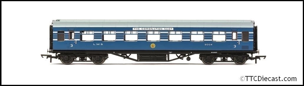 Hornby R40056A LMS, Stanier D1981 Coronation Scot 57' RTO, 9004 - Era 3, OO Gauge