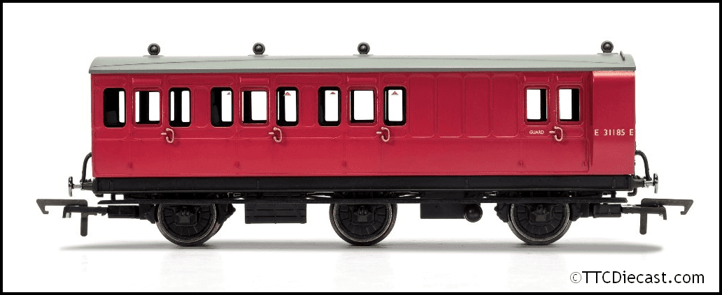 Hornby R40126 BR, 6 Wheel Coach, Brake 3rd Class, Fitted Lights, E31185 - Era 4 *LAST FEW*