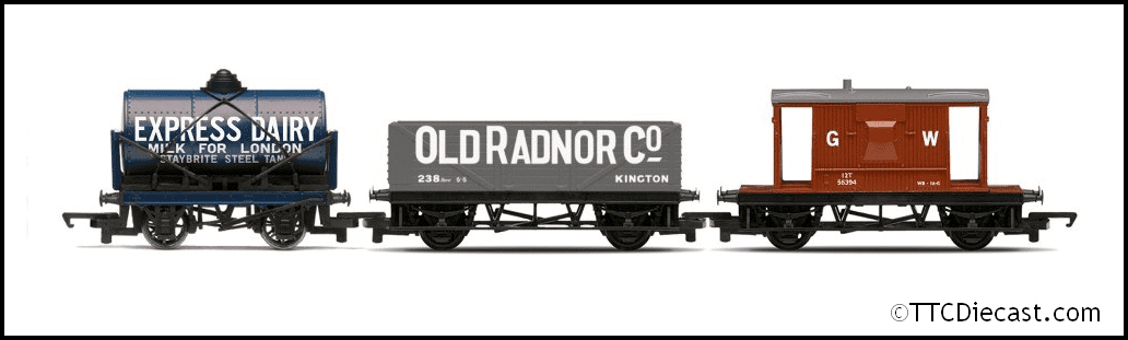 Hornby R60047 Triple Wagon Pack, Mixed Wagons with Brake Van - Era 3 *LAST FEW*