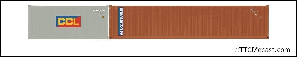 Hornby R60127 CCL & Genstar, Container Pack, 1 x 20' and 1 x 40' Era 11, OO Gauge