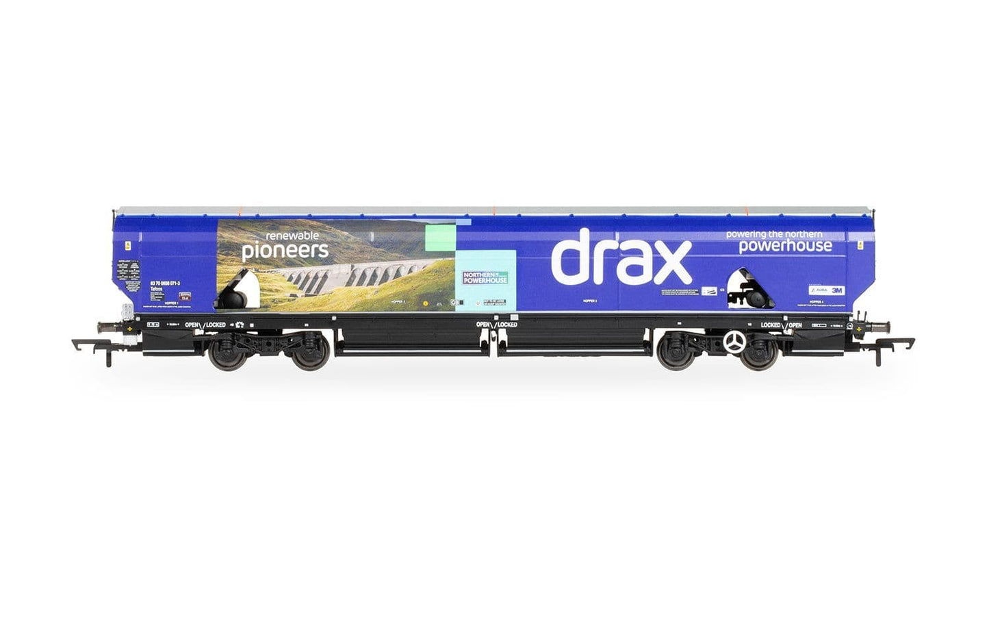 Hornby R60176A Drax Biomass Wagon Pack 83700698071-3 & 83700698009-3, OO Gauge