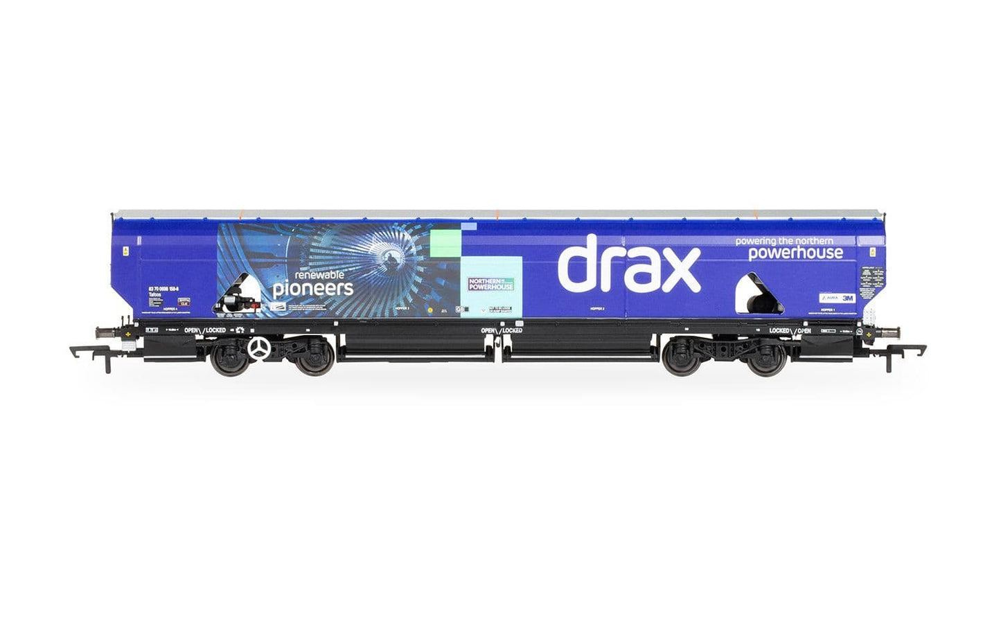Hornby R60177a Drax Biomass Wagon Pack 83700698083-8 & 83700698158-8, OO Gauge