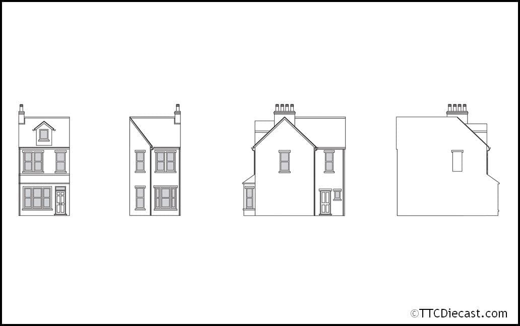 Hornby R7350 Victorian End of Terrace House Left End, OO Gauge