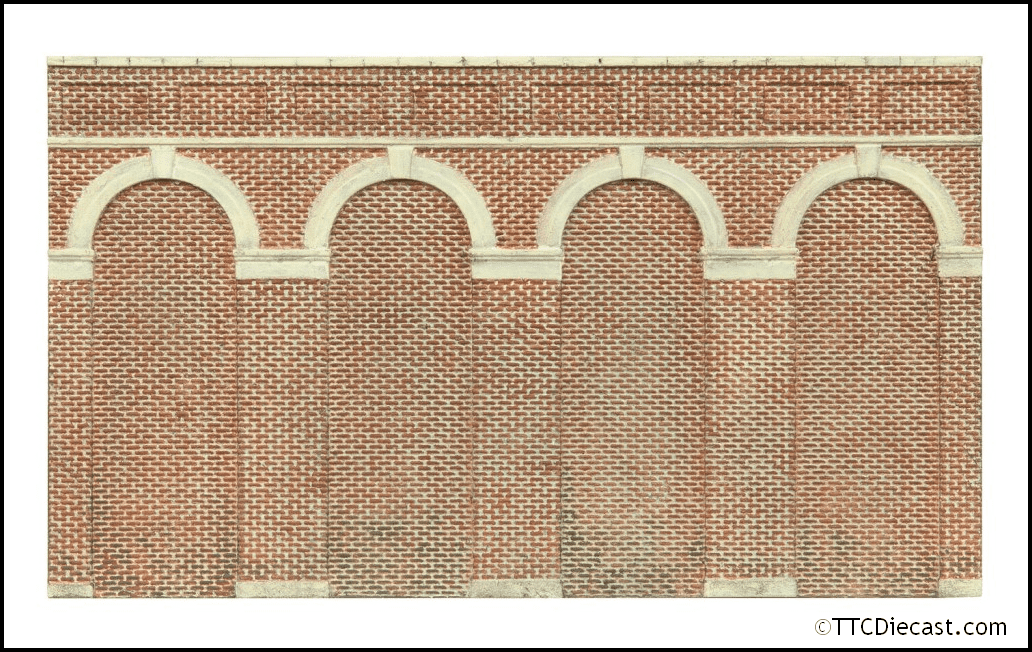 Hornby R7372 High Level Arched Retaining Walls x 2 (Red Brick) - OO Gauge