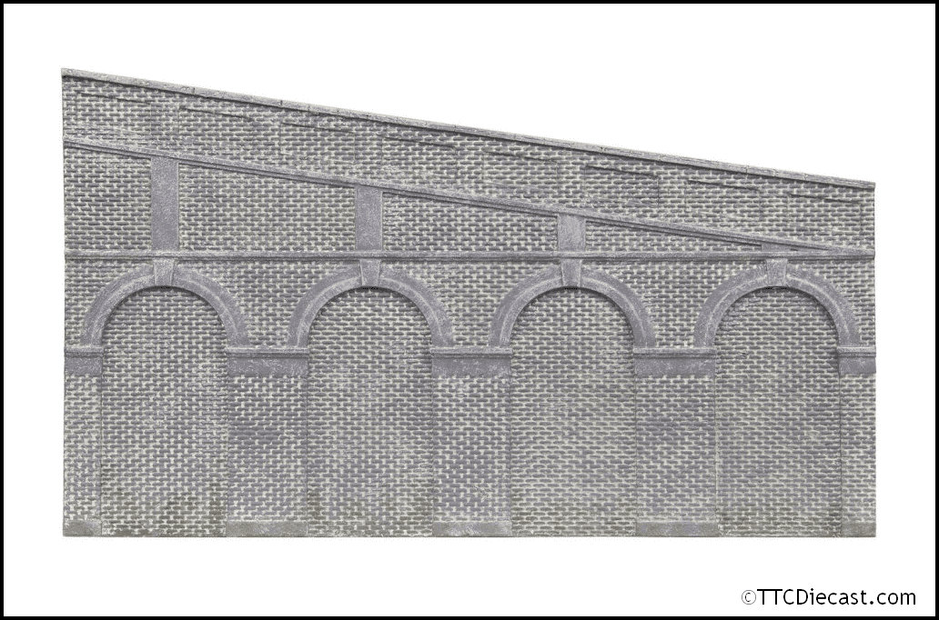 Hornby R7375 High Stepped Arched Retaining Walls x 2 - Engineers Blue Brick, OO Gauge