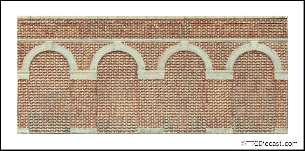 Hornby R7384 Mid Level Arched Retaining Walls x2 - Red Brick, OO Gauge