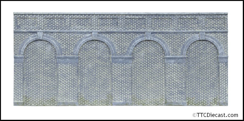 Hornby R7385 Mid Level Arched Retaining Walls x2 - Engineers Blue Brick, OO Gauge