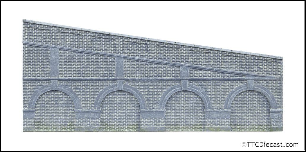 Hornby R7387 Mid Stepped Arched Retaining Walls x2 - Engineers Blue Brick, OO Gauge