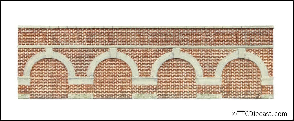 Hornby R7388 Low Level Arched Retaining Walls x2 - Red Brick, OO Gauge