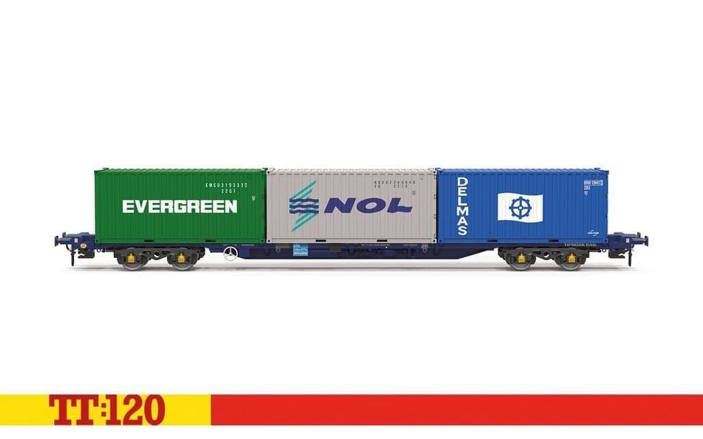 Hornby TT6032 Touax KFA Container Wagon with 3x20 Containers 1/120 Scale *PRE ORDER £49.49*