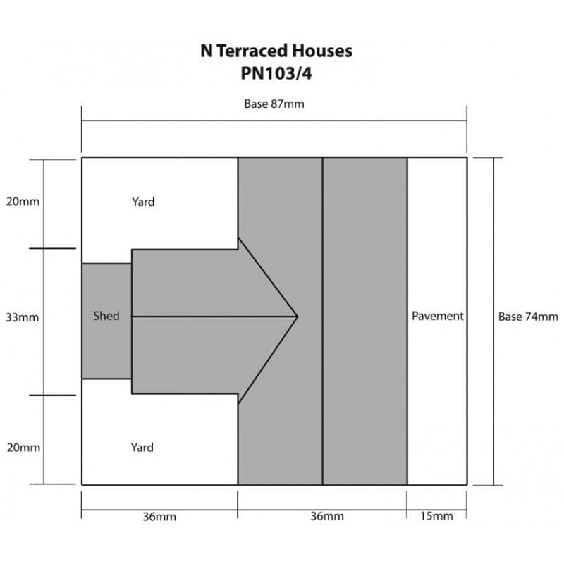 Metcalfe PN103 N Gauge Terraced Houses - Brick