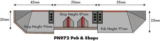 Metcalfe PN972 N Gauge Low Relief Pub & Shops