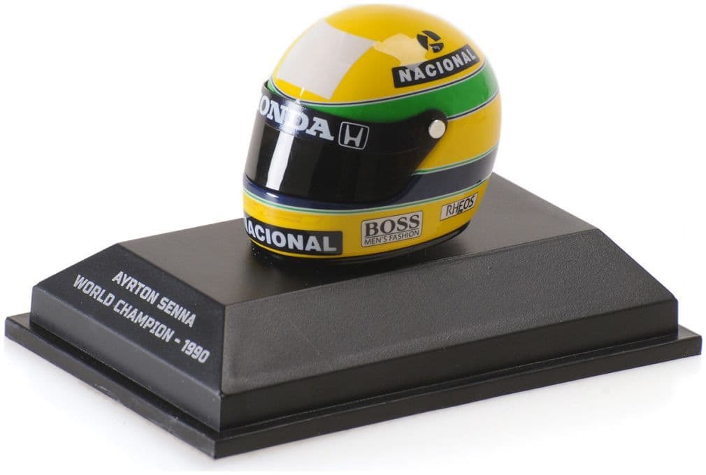 Minichamps 540 309027 Helmet, Ayrton Senna, World Champion 1990 1:8 Scale *PRE ORDER £31.44*