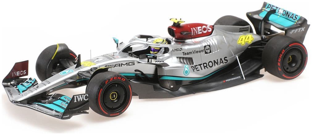 Minichamps 110 220044 Mercedes AMG Petronas F1 Lewis Hamilton 2022 W13 E Performance 1/18 Scale