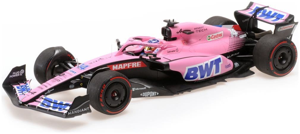 Minichamps 117 220114 BWT Alpine F1 Team A522 Fernando Alonso Bahrain GP 2022 1/18 Scale