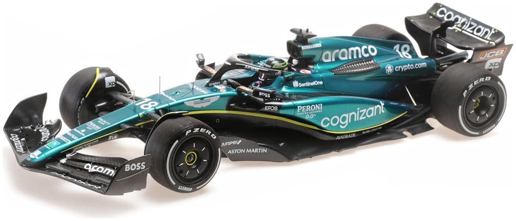 Minichamps 117 230118 Aston Martin Aramco Cognizant F1 AMR23 Lance Stroll 2023 1/18 Scale