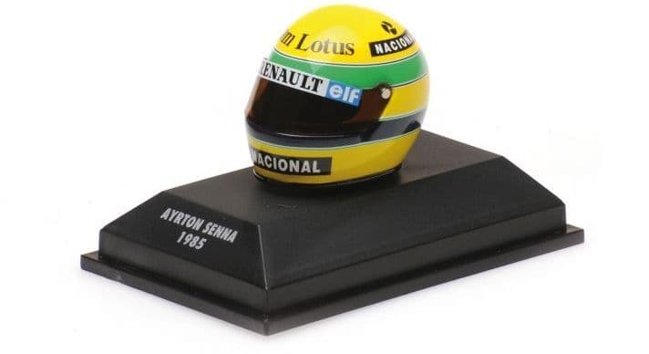 Minichamps 540 388512 Ayrton Senna Helmet 1985 1/10 Scale *PRE ORDER £ 14.99*