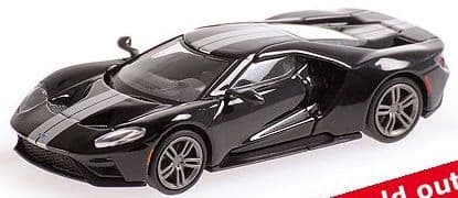 Minichamps 870 088022 Ford Gt, 2018, Black W/ Silver Stripes 1/87 Scale