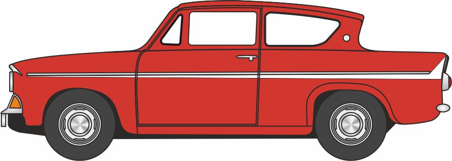 Oxford 76105012 Ford Anglia Monaco Red 1/76 Scale (OO) *PRE ORDER £9.95*