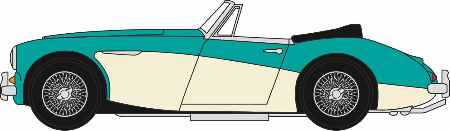 Oxford 76AH3007 Austin Healey 3000 Florida Green/Ivory White 1/76 Scale (OO) *PRE ORDER £9.95*
