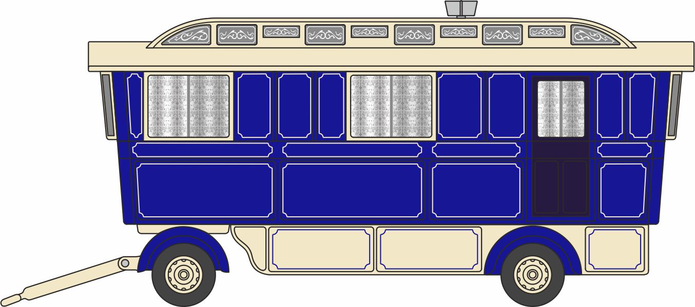 Oxford 76SCV003 Showmans Caravan Blue/Cream 1/76 Scale (OO) *PRE ORDER £19.95*