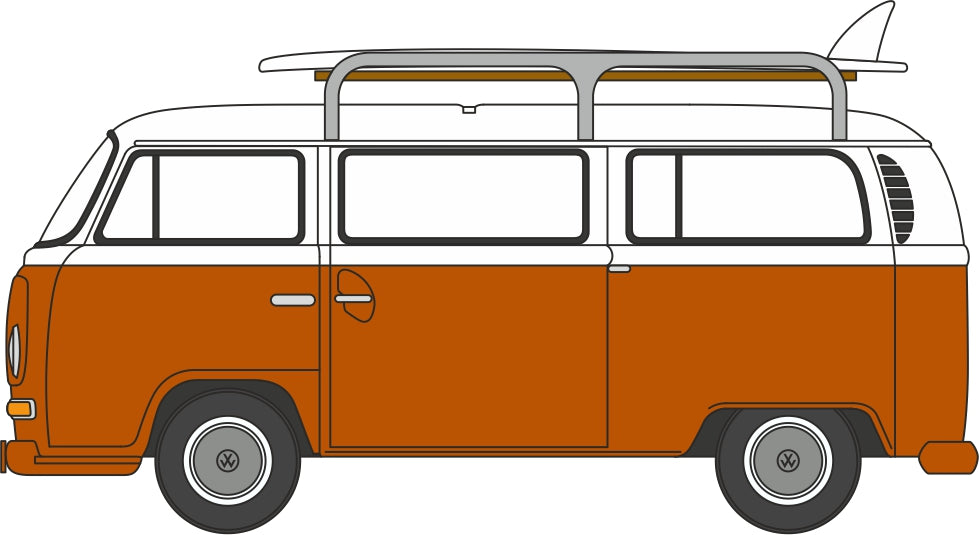 Oxford NVW022 VW T2 Bay Window Bus/Surfboards Signal Orange/White 1/148 Scale (N) *PRE ORDER £7.45*