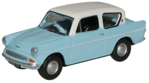 Oxford 76105007 Ford Anglia - Lt.Blue/Ermine White