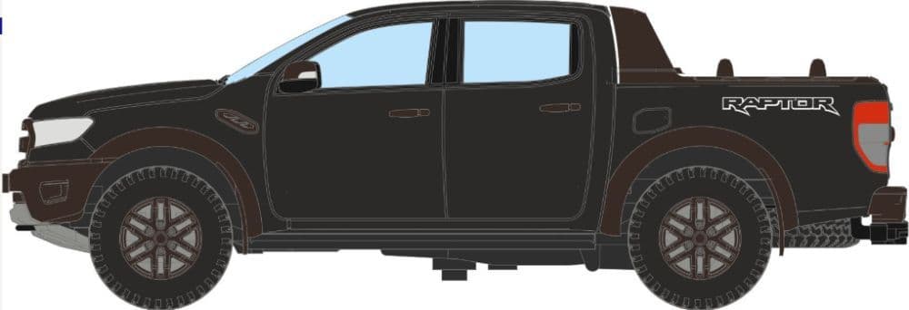 Oxford 76FR001 Ford Ranger Raptor Agate Black Metallic 1/76 Scale