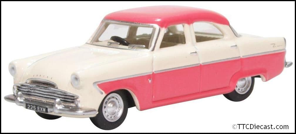 Oxford 76FZ003 Ford Zodiac MkII Ermine White and Pink - 1/76 Scale, OO Gauge