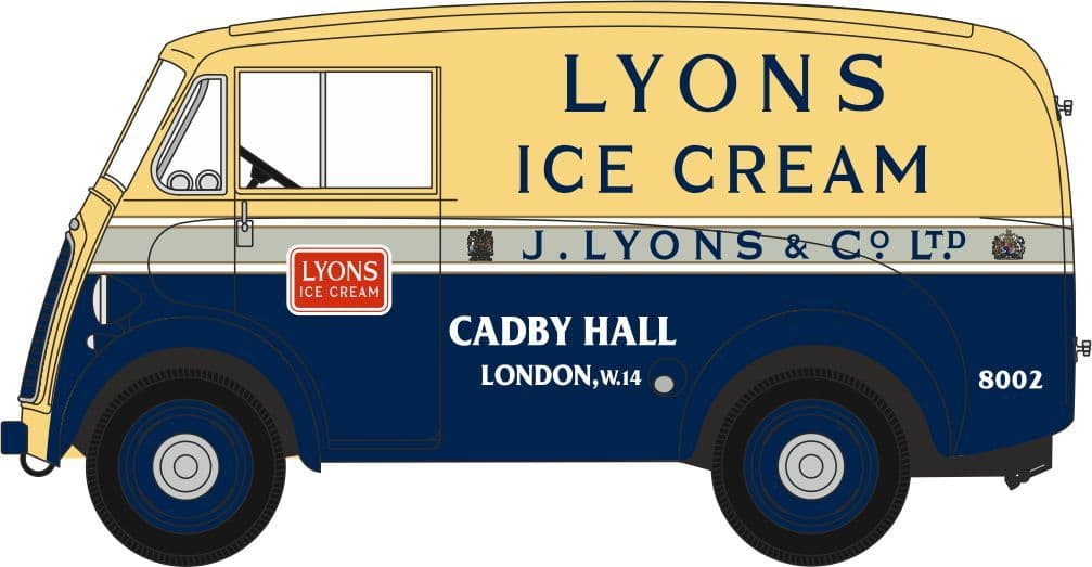 Oxford 76MJ013 Morris J Van Lyons Ice Cream 1/76 Scale