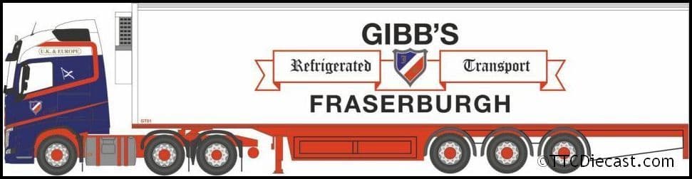 Oxford 76VOL4011 Volvo FH4 GXL Fridge Trailer Gibbs of Fraserburgh