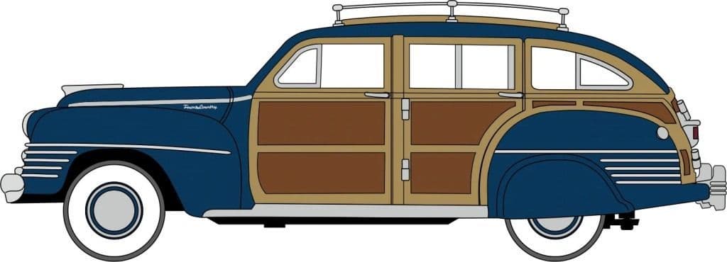 Oxford 87CB42002 Chrysler T + C Woody Wagon 1942 South Sea Blue 1/87 Scale