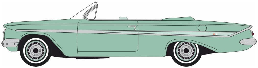 Oxford 87CI61007 Chevrolet Impala Convertible Arbor Green 1961 HO Gauge - PRE ORDER £10.95