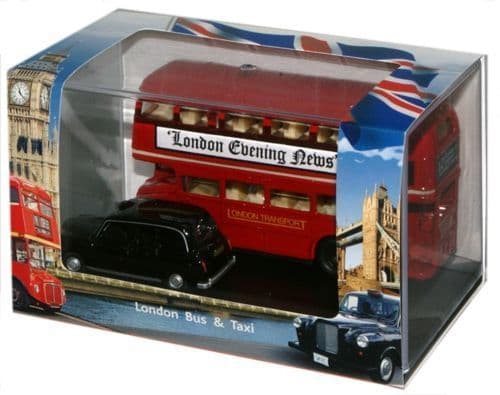 Oxford LD004 London Bus & Taxi - Gift, 1/76 Scale