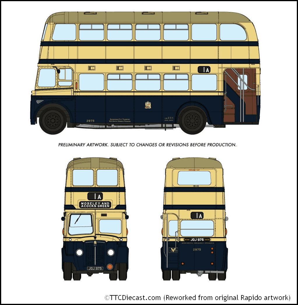Rapido 900001, New Look Guy Arab IV, Birmingham City Transport, 2975, 1A Moseley - LAST ONE