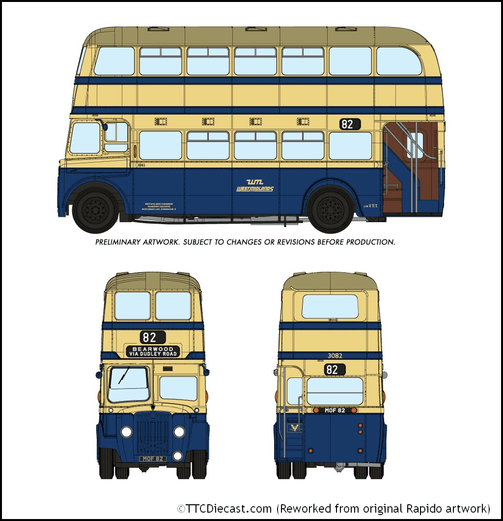 Rapido 900010, New Look Guy Arab IV, WMPTE West Midlands PTE, 3082 82 Bearwood via Dudley Road