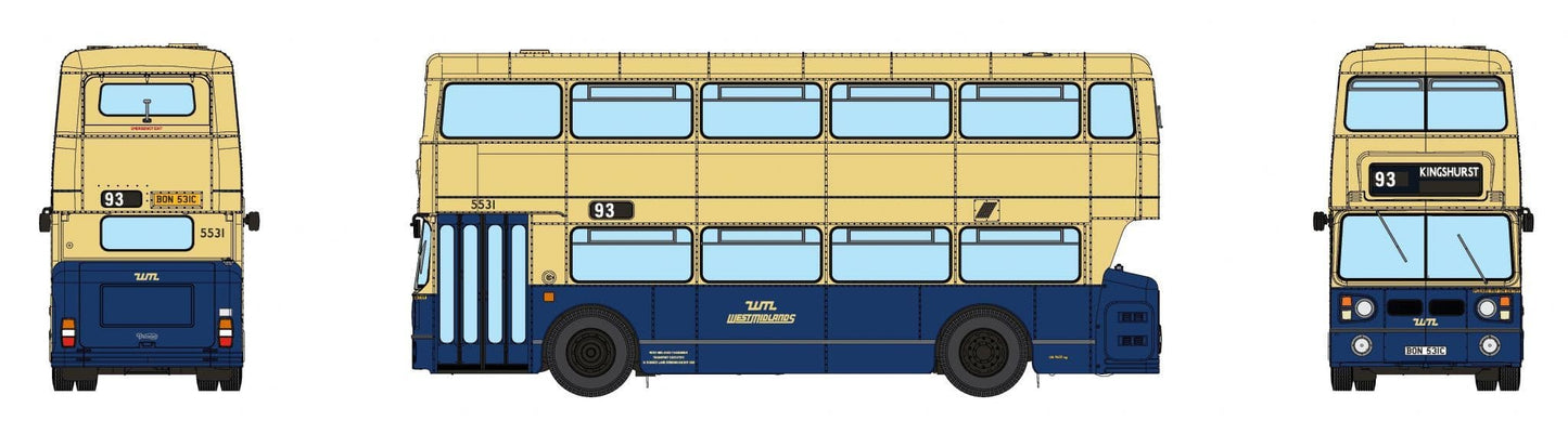 Rapido 901027, Leyland Fleetline WMPTE Blue/Cream, 93 KINGSHURST, 1:76 Scale *LAST FEW*