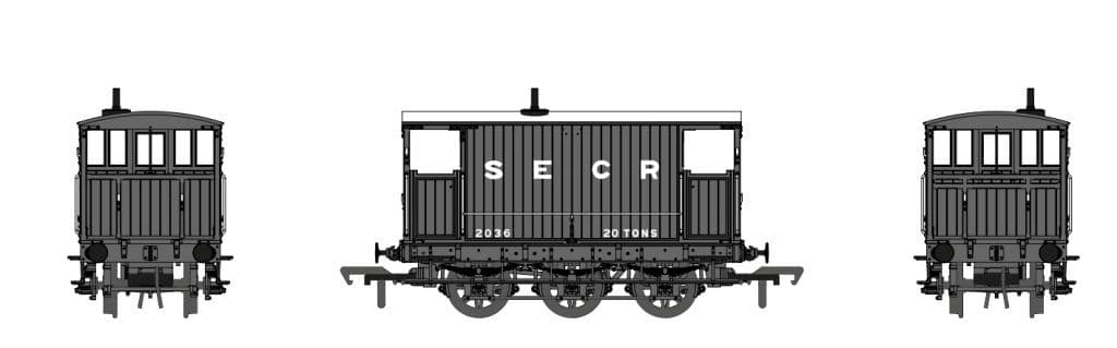 Rapido 931002 SECR 6 Wheel Brake Van No.2036 SECR Grey