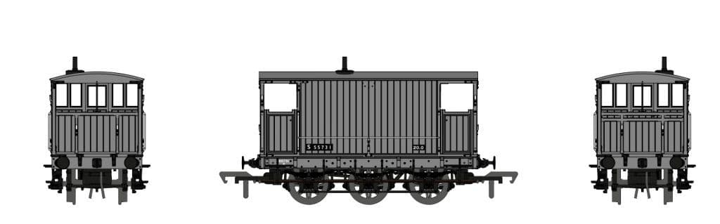 Rapido 931009 SECR 6 Wheel Brake Van No.S55371 BR Freight Grey