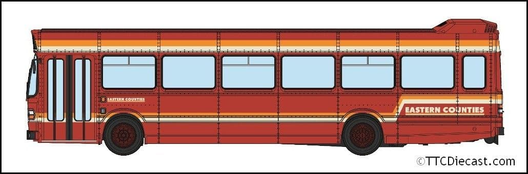 Rapido 941014 Leyland National Eastern Counties red with stripes, XNG763S, *PRE ORDER £ TBC*