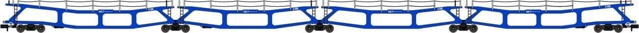 Revolution RT-N-CAR4-102B Quad set Cartic, 4 car carrier, MAT-Transauto blue (set B), N Gauge