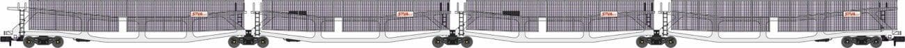 Revolution RT-N-CAR4-137B Quad set Cartic, 4 car carrier, STVA light grey with mesh screens (set B), N Gauge