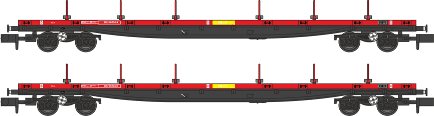 Revolution RT-N-YLA-205 Twin pack of YLA Mullets in Railfreight red with yellow Mullet branding.